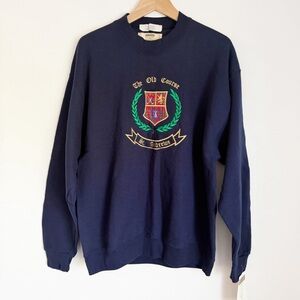 NEW Vtg Jerzees Cotton Rich Sweatshirt St Andrews Golf Course Scotland Blue L